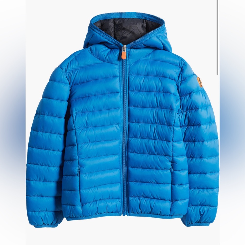 SAVE THE DUCK Kids Donny Hooded Nylon Puffer Jacket in Blue Berry